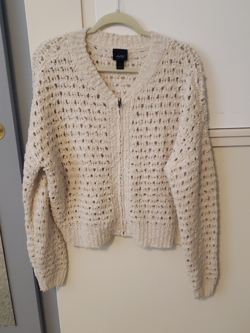 Daytrip Cream Open-Knit Zip Sweater - Small